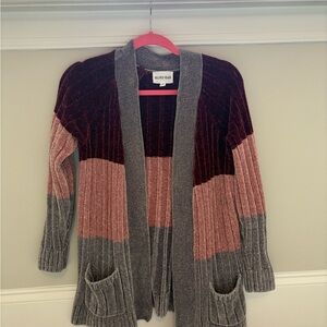 Olive & Oak Colorblock Cardigan - Burgundy, Pink, Gray